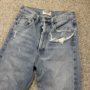 Agolde High-Rise Light Wash Distressed Jeans